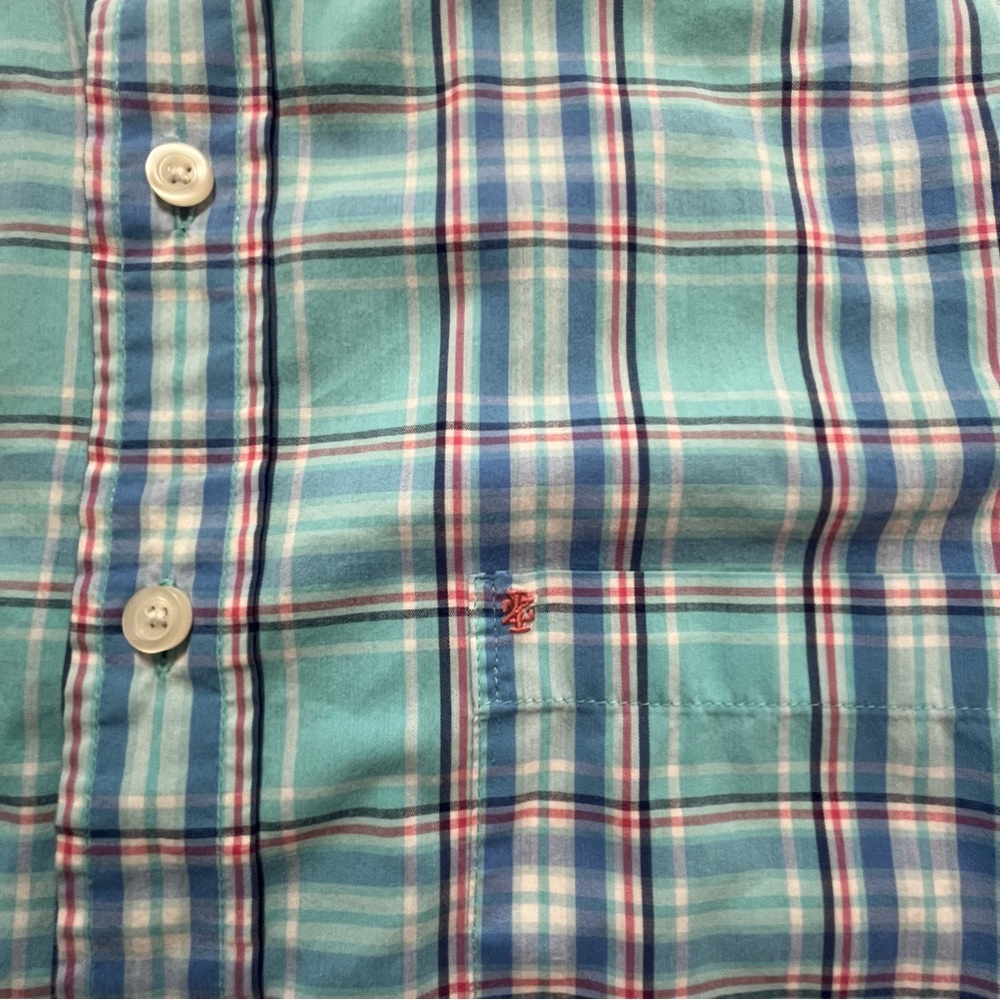 Izod Men’s 3XLT Non-Iron Stretch Short-Sleeve Plaid Button-Down Shirt in Blue - Picture 7 of 7